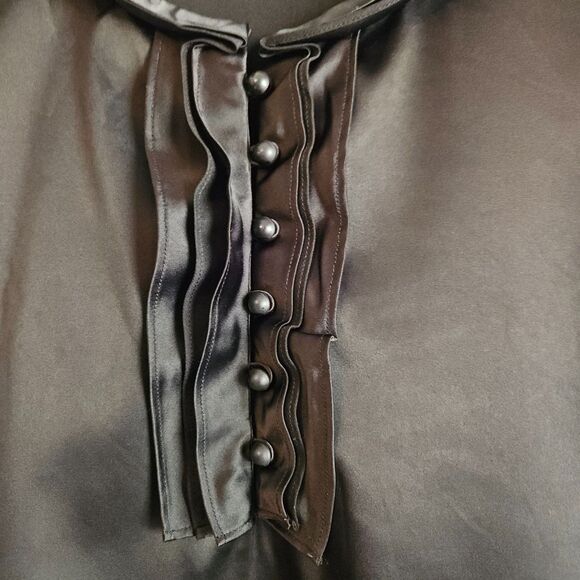 Talbot's Satin Sleeveless Blouse w/Classy Ruffle Accent - Size Petite L - Picture 3 of 9